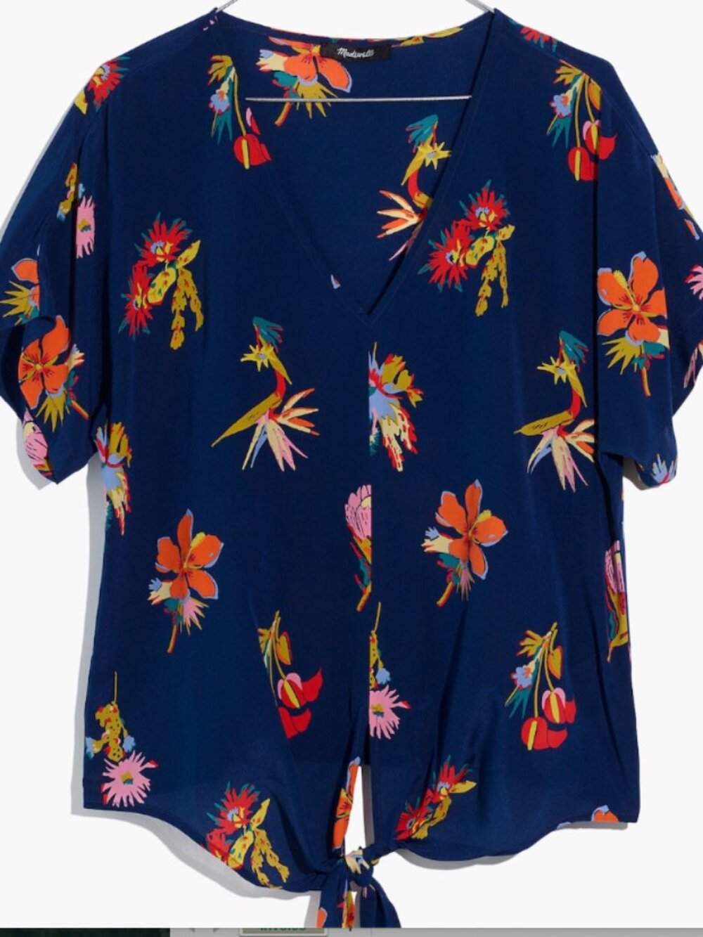 Madewell Silk Novel Tie-Front Top in Bird of Paradise (size M)